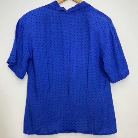 Christian Dior Chemises Polka Dot Blue Top Women Size 8 - Picture 2 of 6